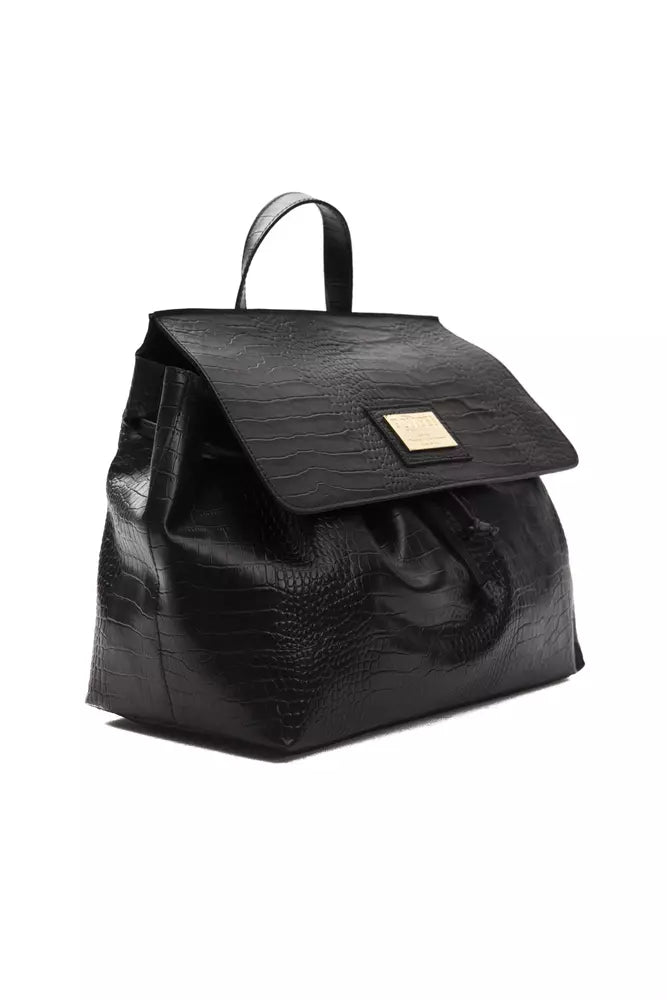 Pompei Donatella Black Leather Women's Shoulder Bag